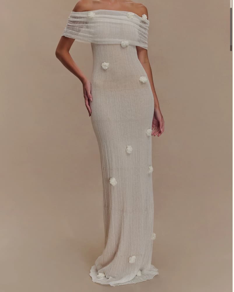 Brynn Orchid Knit Maxi Dress - Ivory - Image 1