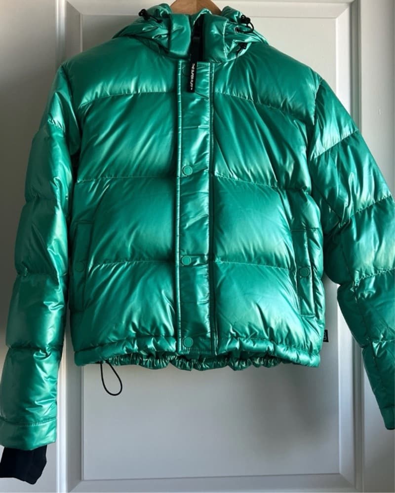 Turqoise Shiny Aritzia Super Puff Shorty - Image 1
