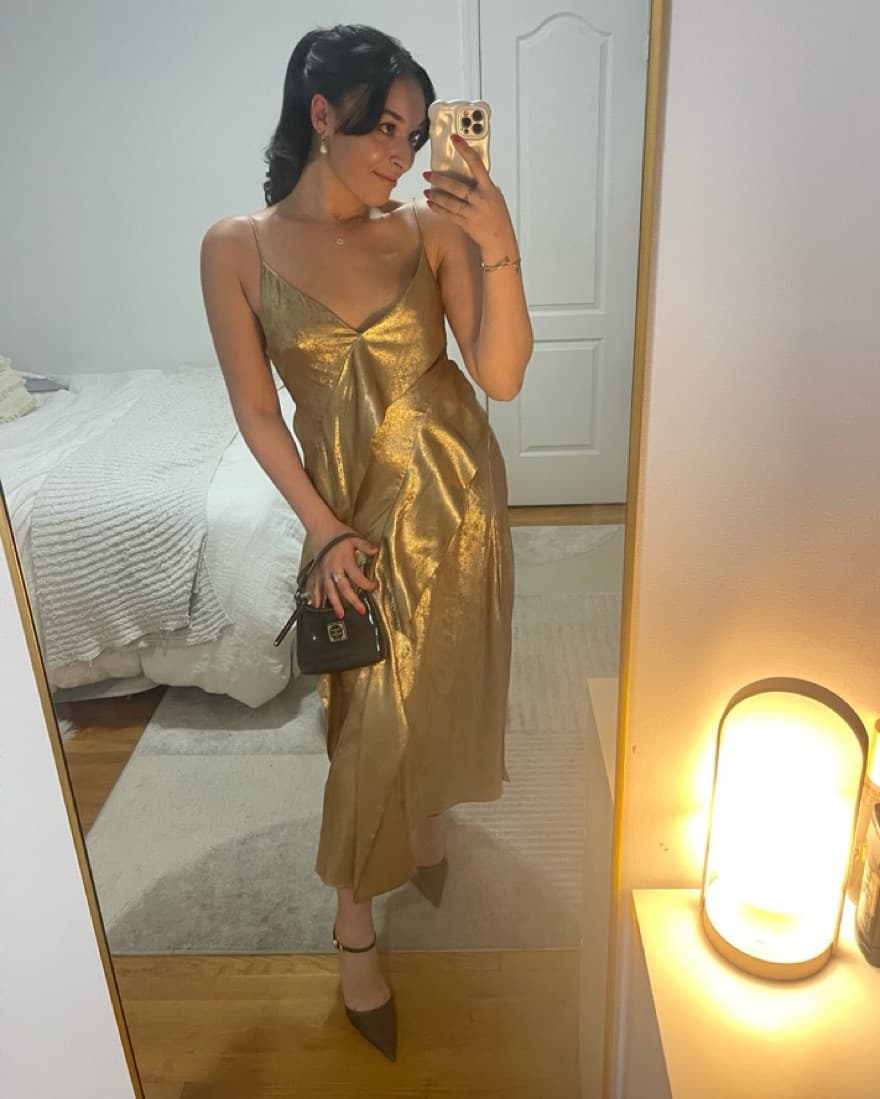 Intermix Gold Midi Dress - Image 1