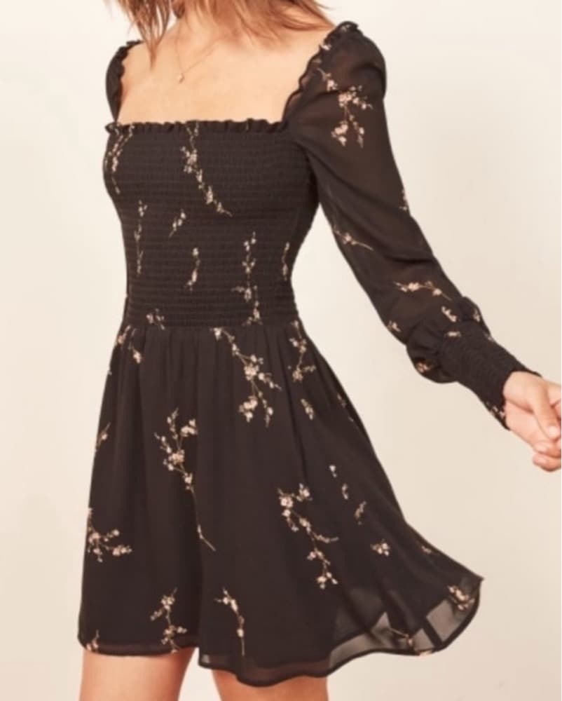 Reformation Black Floral Mini dress  - Image 1