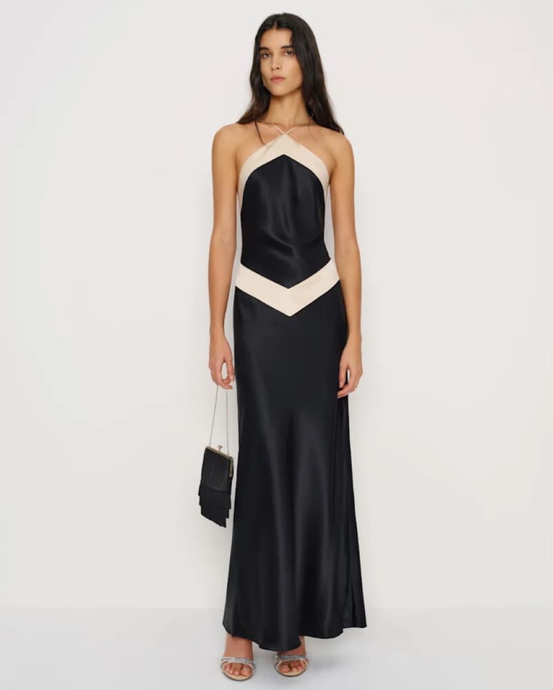 Reformation Silk Black Bandana Gown - Image 1