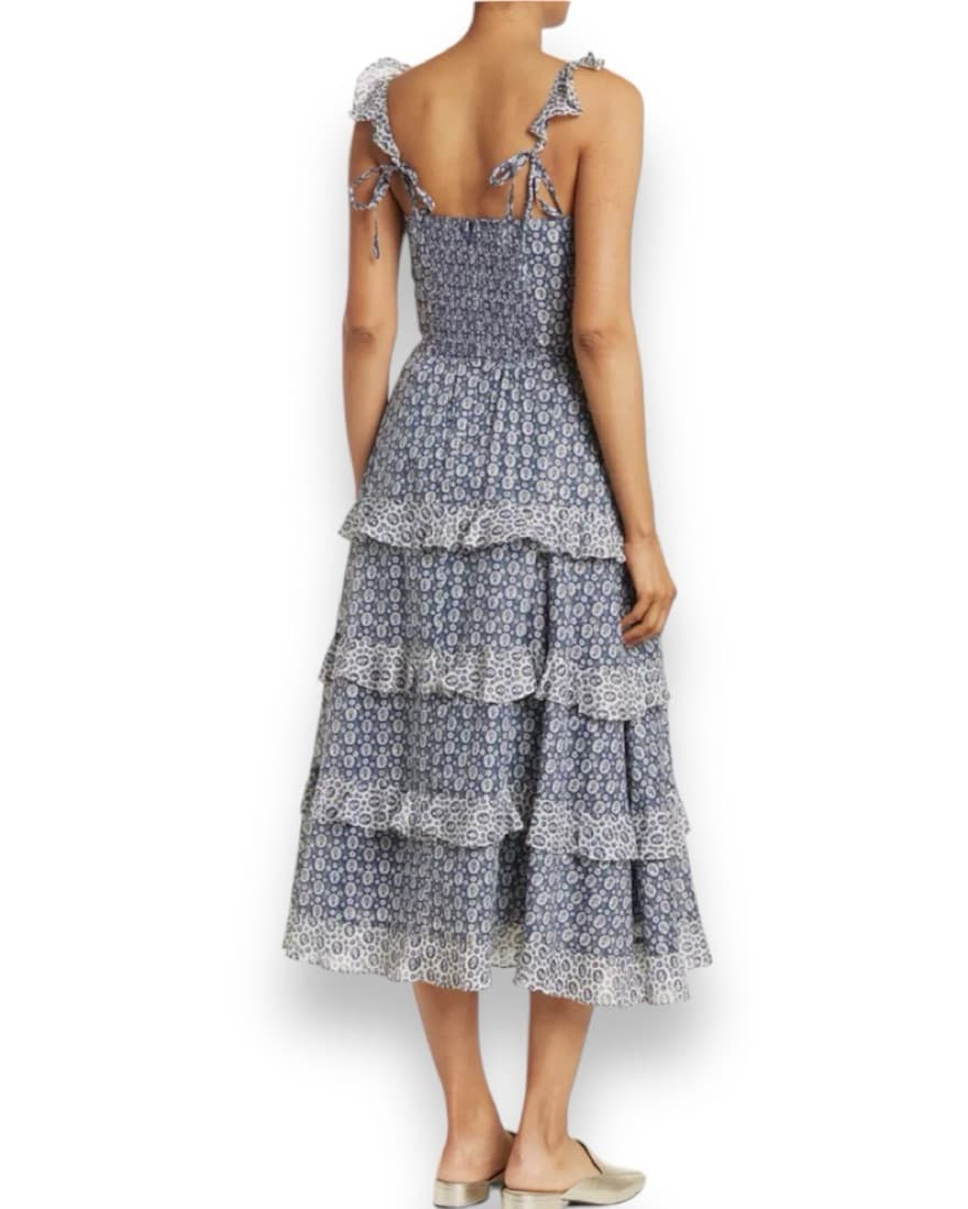 Rebecca Taylor Blue Floral Ruffle Dress  - Image 4