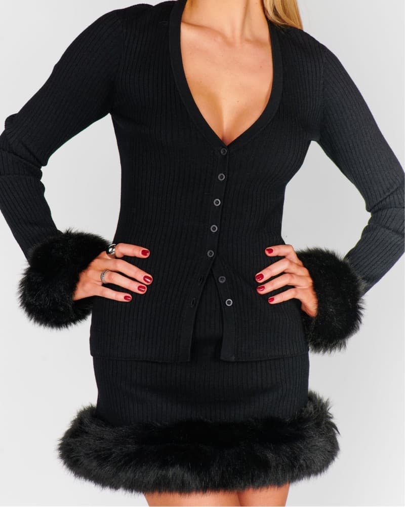Ribbed Knit With Fur Trim Set - Image 2