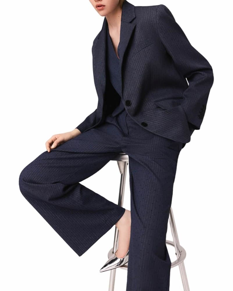 Maje Blue Rhinestone Pinstripe Suit - Image 1