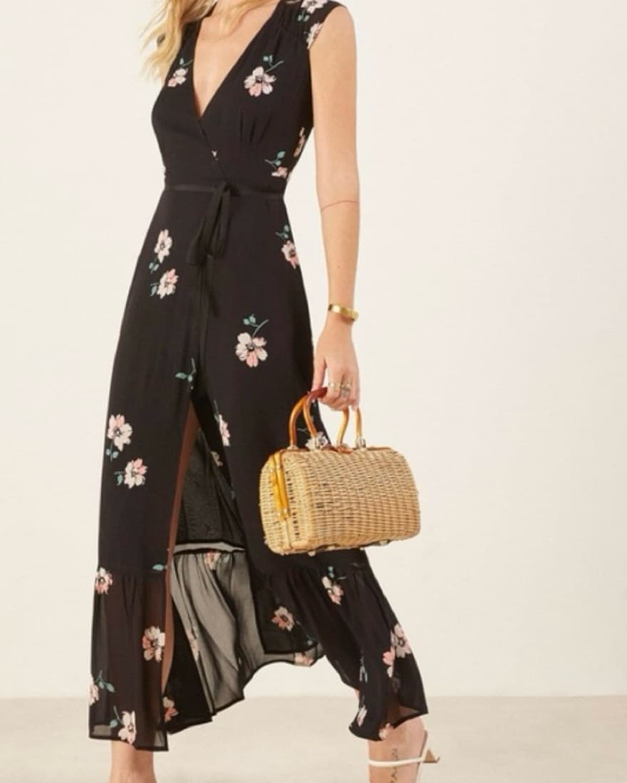 Black Floral Reformation Dress - Image 2