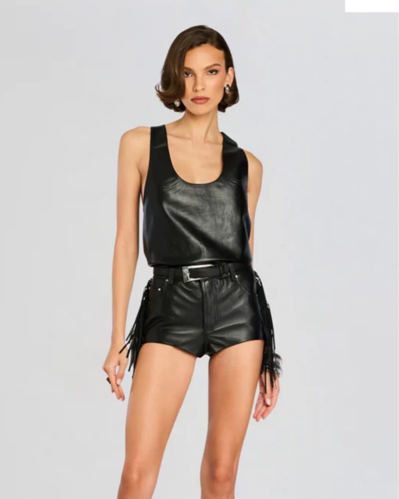 Retrofete Fringe Leather Micro Short - Image 1
