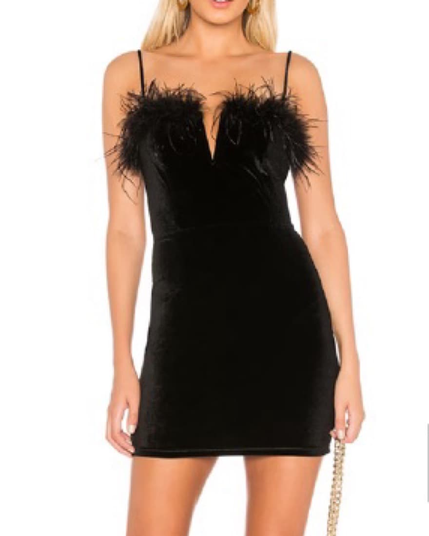 Feather Trimmed Mini Dress - Image 1