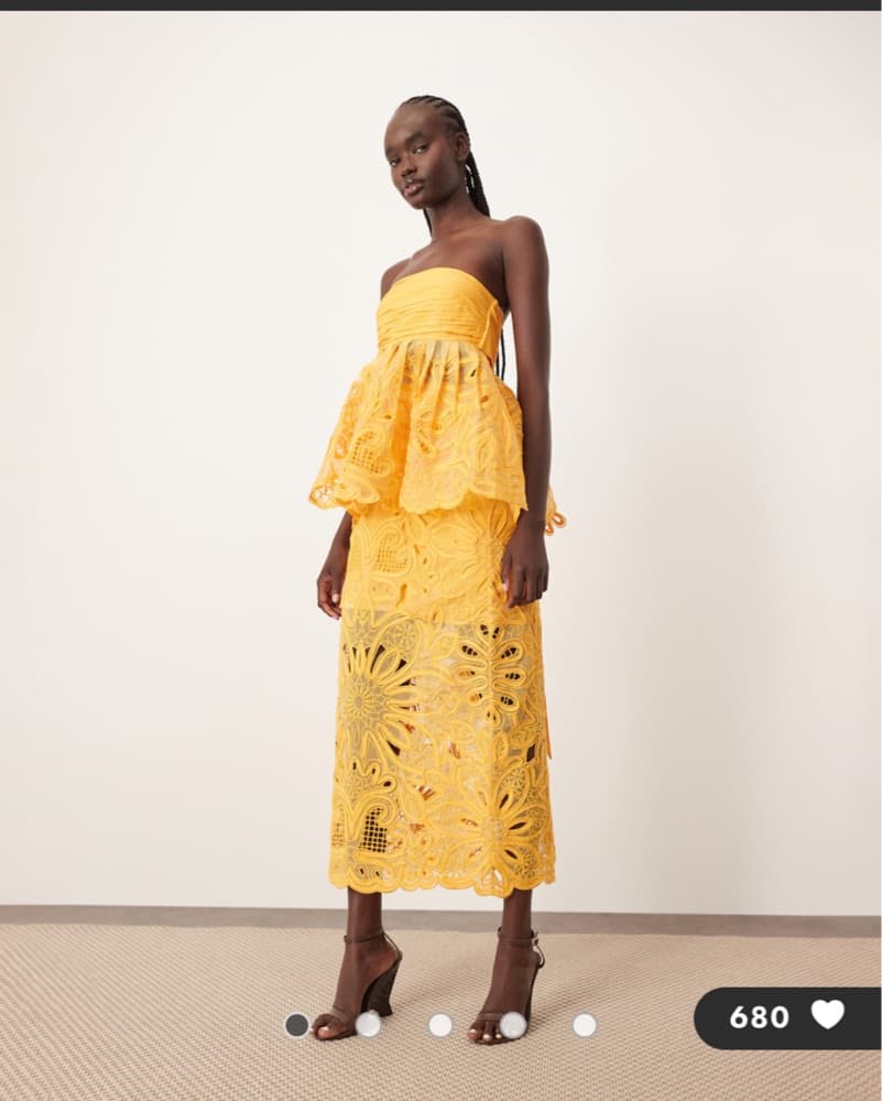 Arrange 2 Piece Orange Strapless top and Midi Skirt Set - Image 1