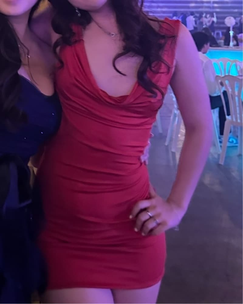 Red cowl mini dress with open back - Image 4
