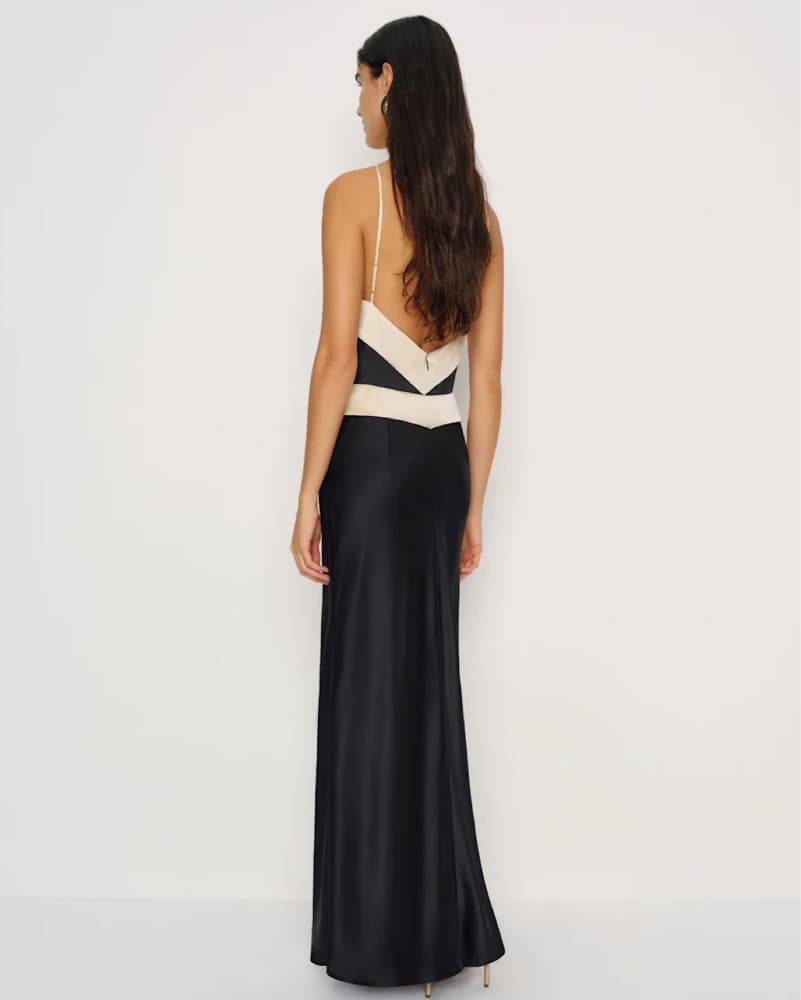 Reformation Silk Black Bandana Gown - Image 2