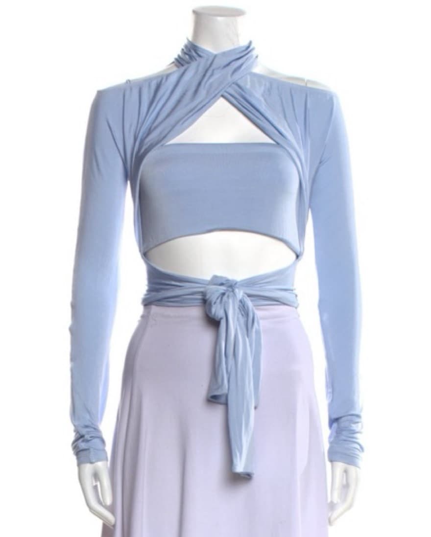 Lapointe Baby Blue Crop Wrap Top - Image 2