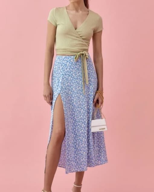 Reformation Zoe Blue Midi Skirt  - Image 2