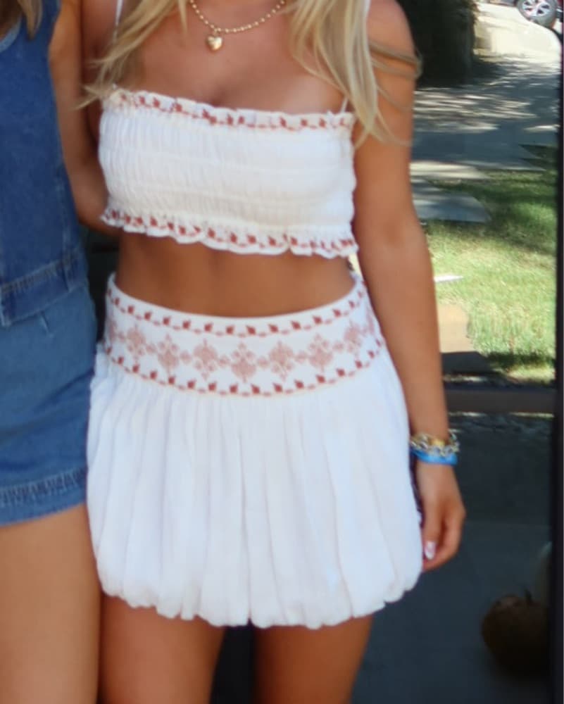 Revolve ROCOCO SAND white skirt set - Image 2