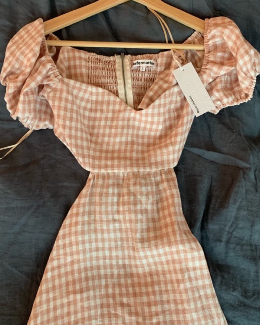 Reformation Emilia Pink Gingham Dress - Image 2