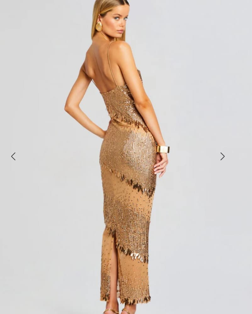 Retrofete Gold Carmine Sequin Dress XS - Image 3