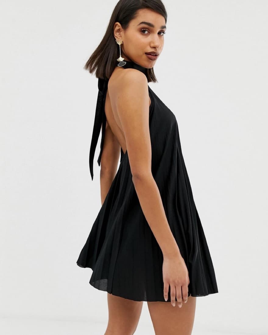 Asos Backless Halter Pleated mini Dress - Image 4