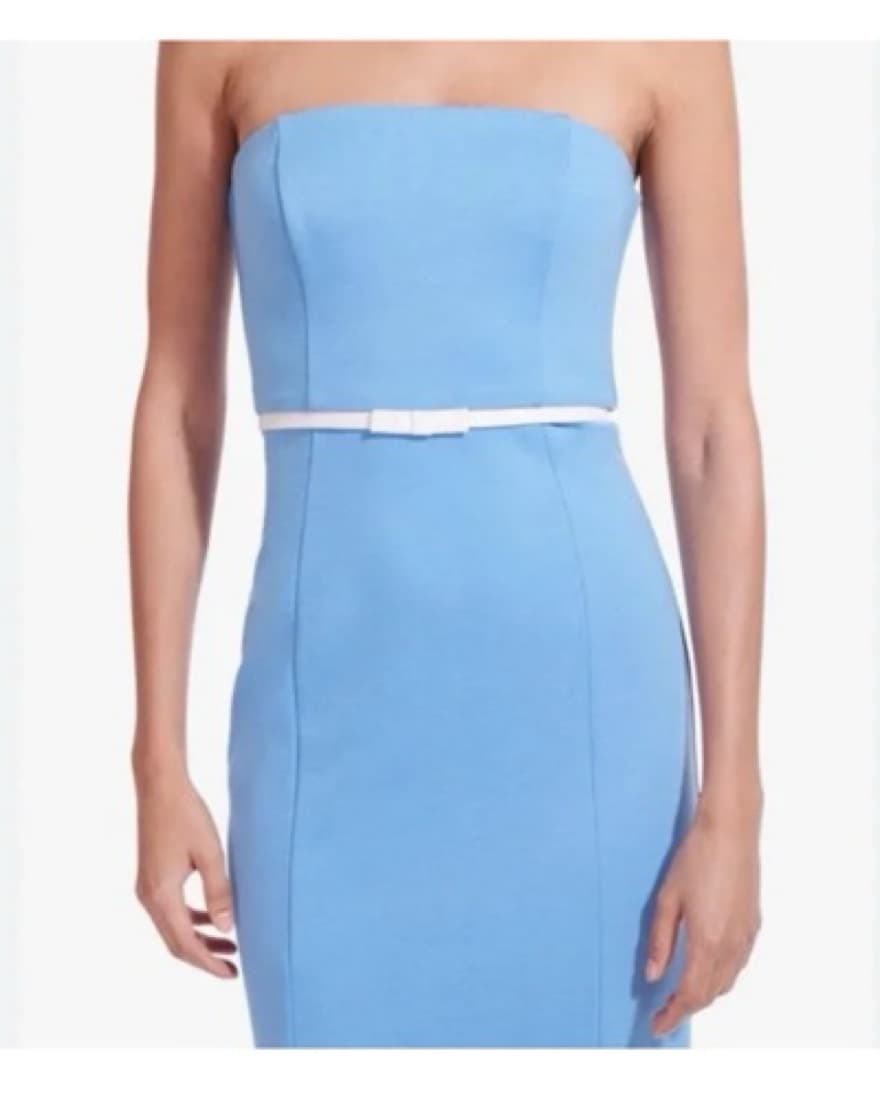 Staud Midi Blue Bow Dress - Image 4