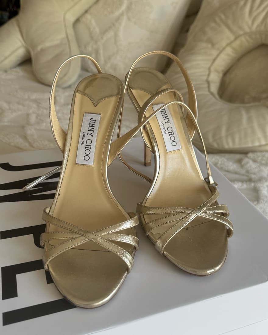 Jimmy Choo Gold Strappy Heel - Image 1
