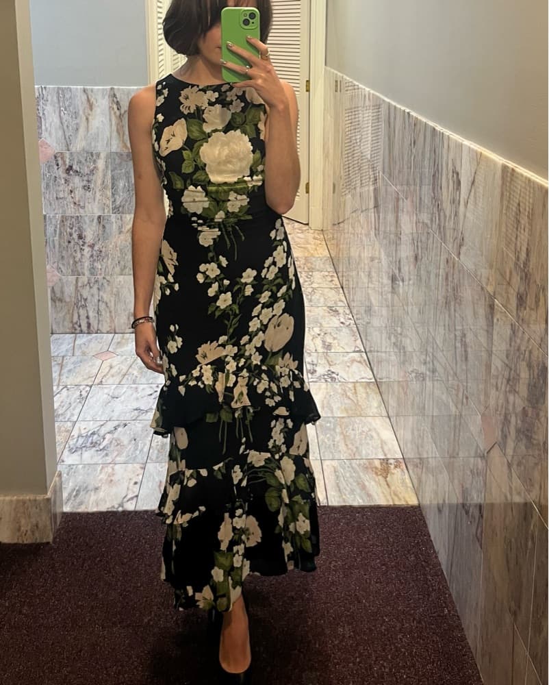 Floral Maxi Dress with Ruffled Hem - Image 1