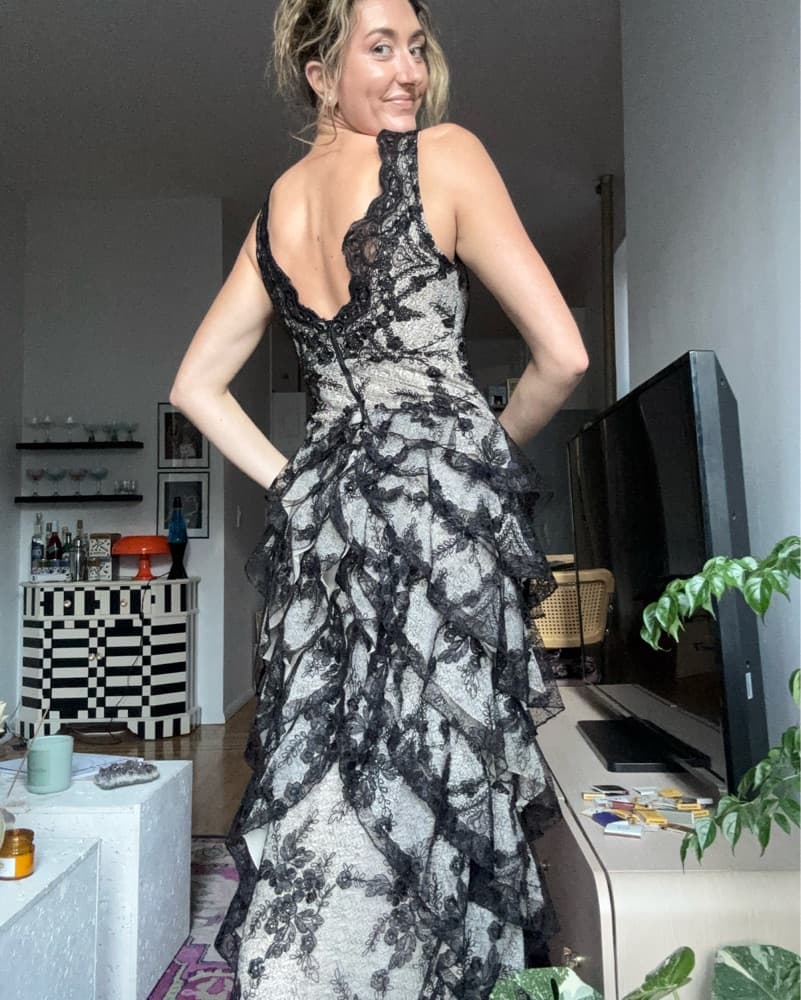 Alice & Olivia Black Lace Gown - Image 1
