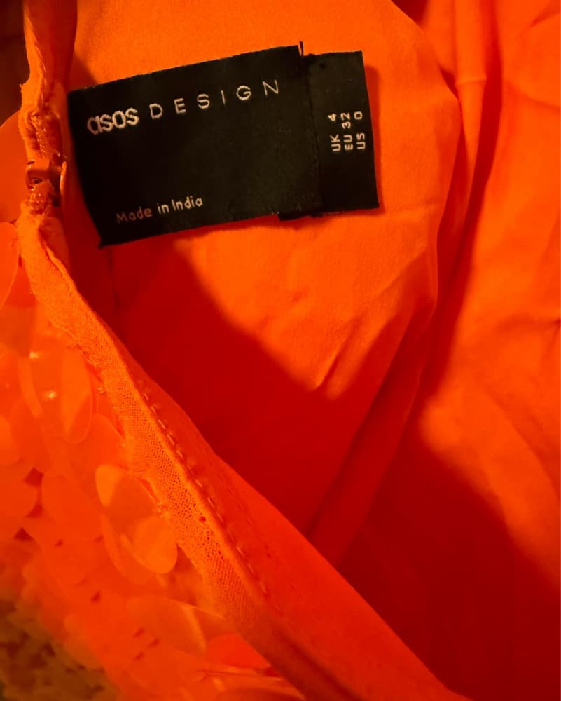 Asos Orange Embellished Sequin Dress - Image 3