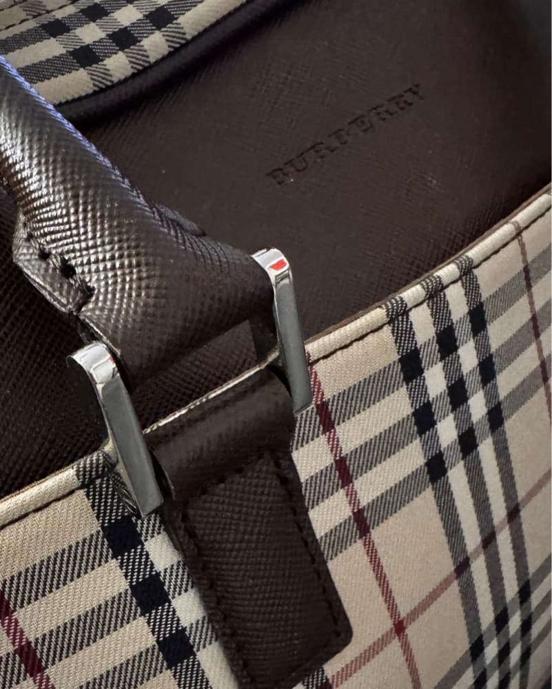 Auth BURBERRY Nova Check Handbag Canvas - Image 6
