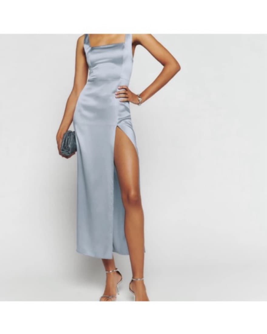 Reformation Solay Silk Blue Dress - Image 1