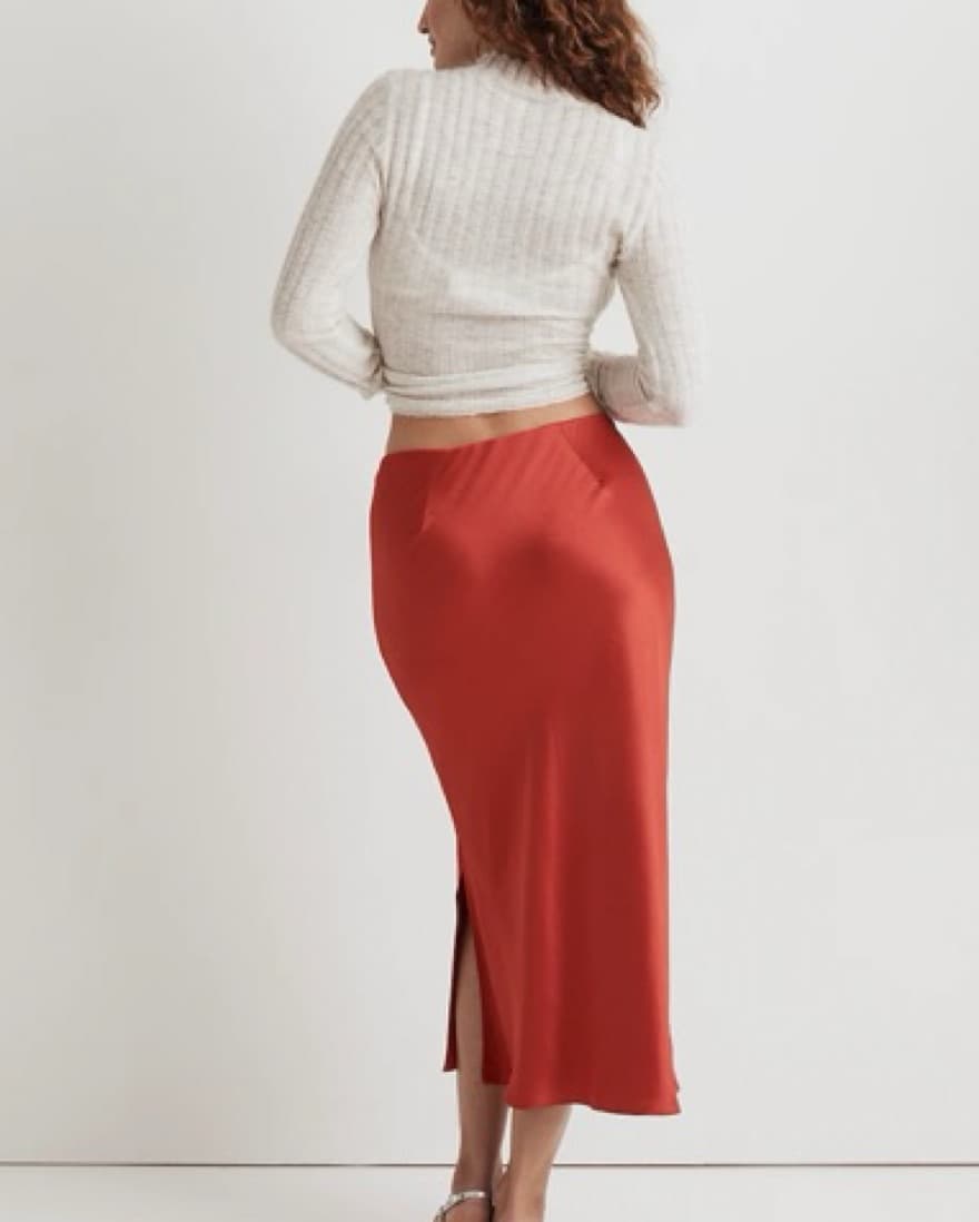 Madewell Red Satin Slip Skirt - Image 2