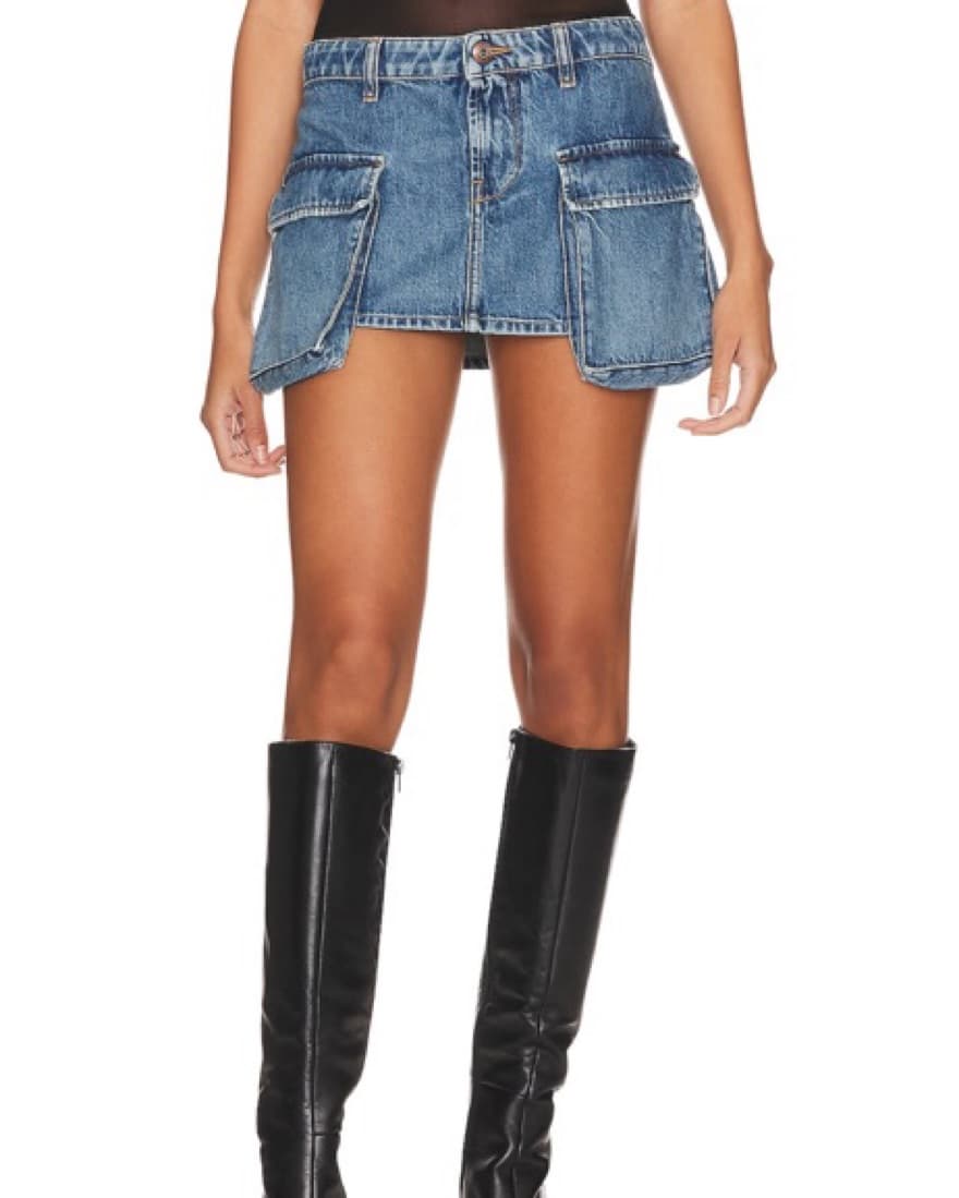 Revolve Jean Cargo Mini Skirt - Image 1