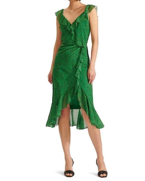 Veronica Beard Green Floral Midi Dress - Image 1