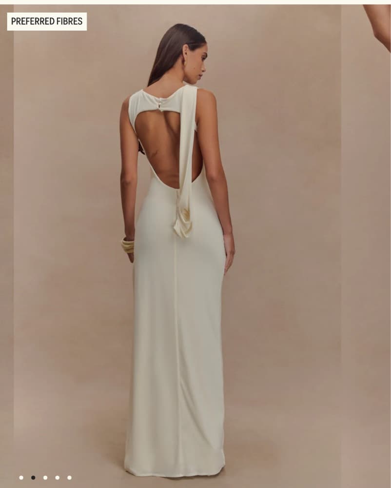 Henley Slinky Drape Maxi Dress - Ivory - Image 2