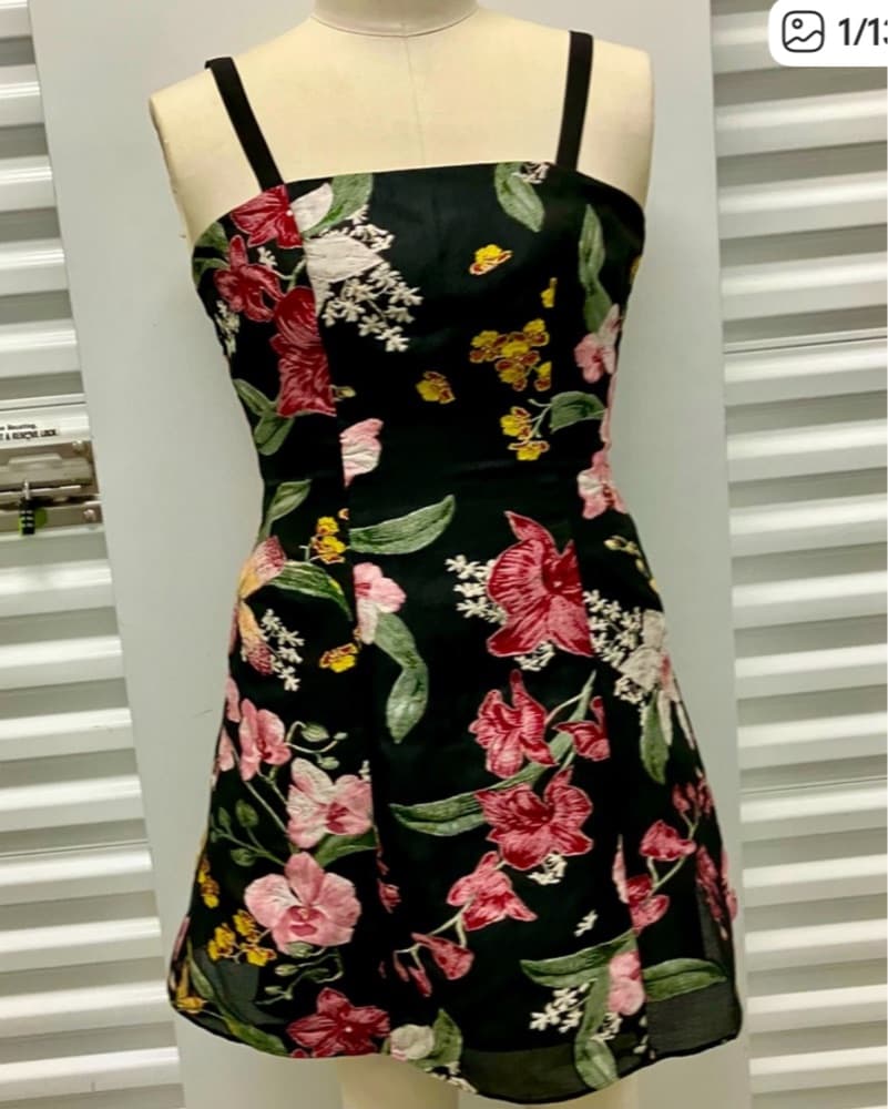 Marchesa Black Flower Dress  - Image 2