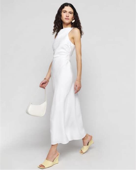 Reformation Casette Linen Dress White - Image 1