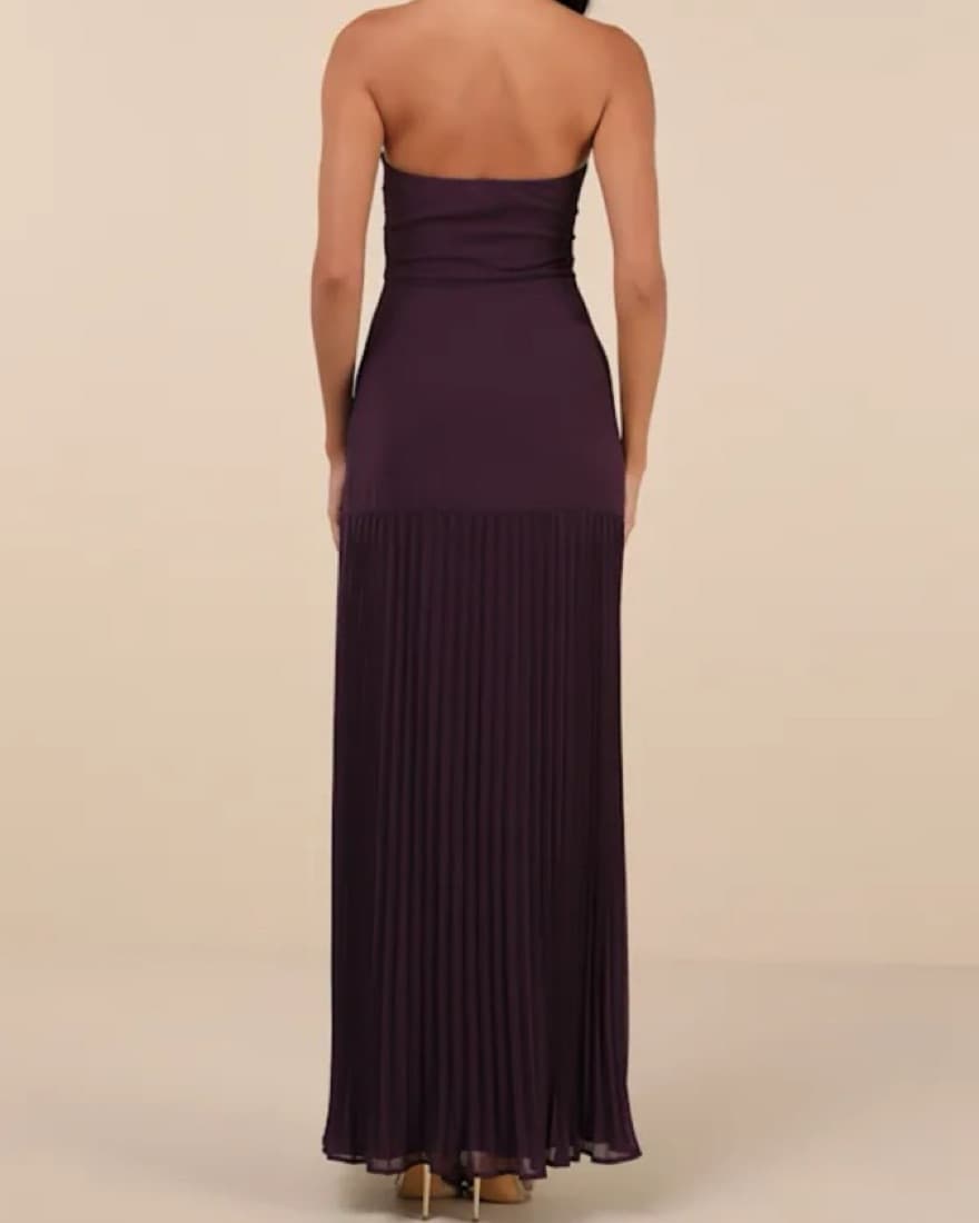 Lulus Dark Purple Pleated Maxi Dress - Image 2