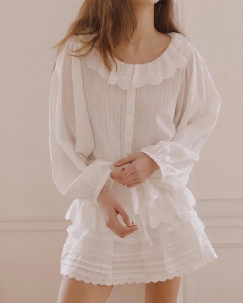 White Ruffled Blouse - Image 1