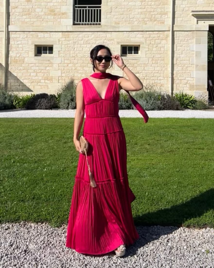Poppy Red Simkhai Mandi Gown + Custom Scarf - Image 6