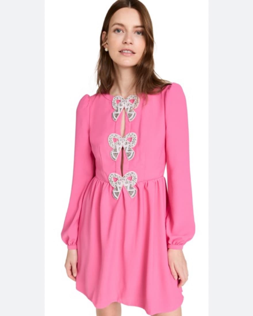 Saloni Camille Jeweled-bow Mini Dress - Image 2