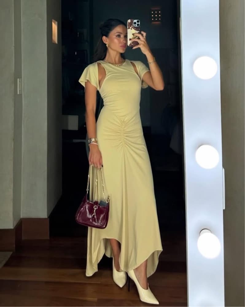 We Wore What cut out yellow dress - Image 2