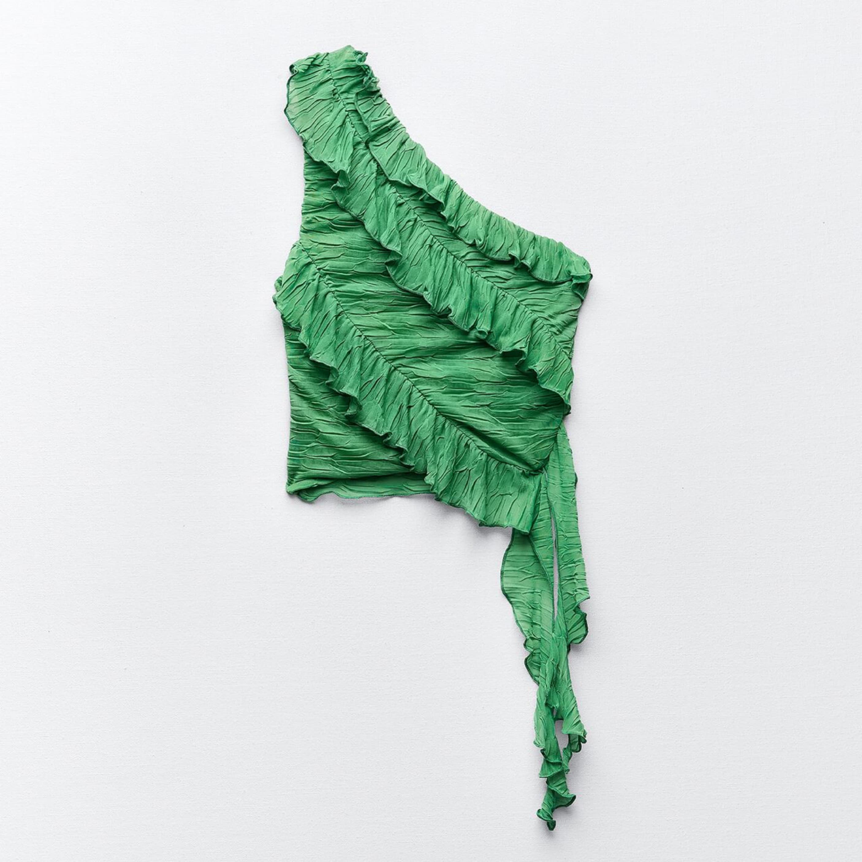 Green Asymmetrical Ruffle Top - Image 5