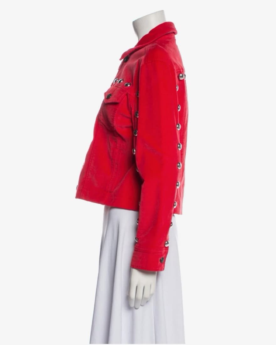 Studded Red Denim Jacket - Image 3