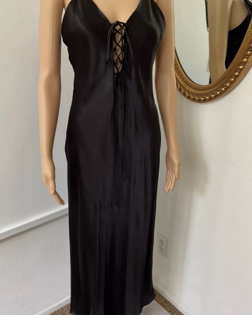 ZARA - SATIN BLACK DRESS - Image 5