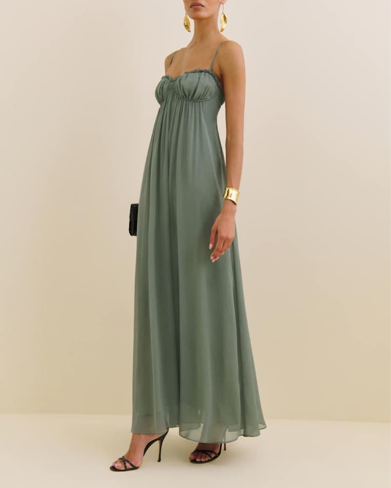 Reformation Cebba Dress In Moss - Image 3