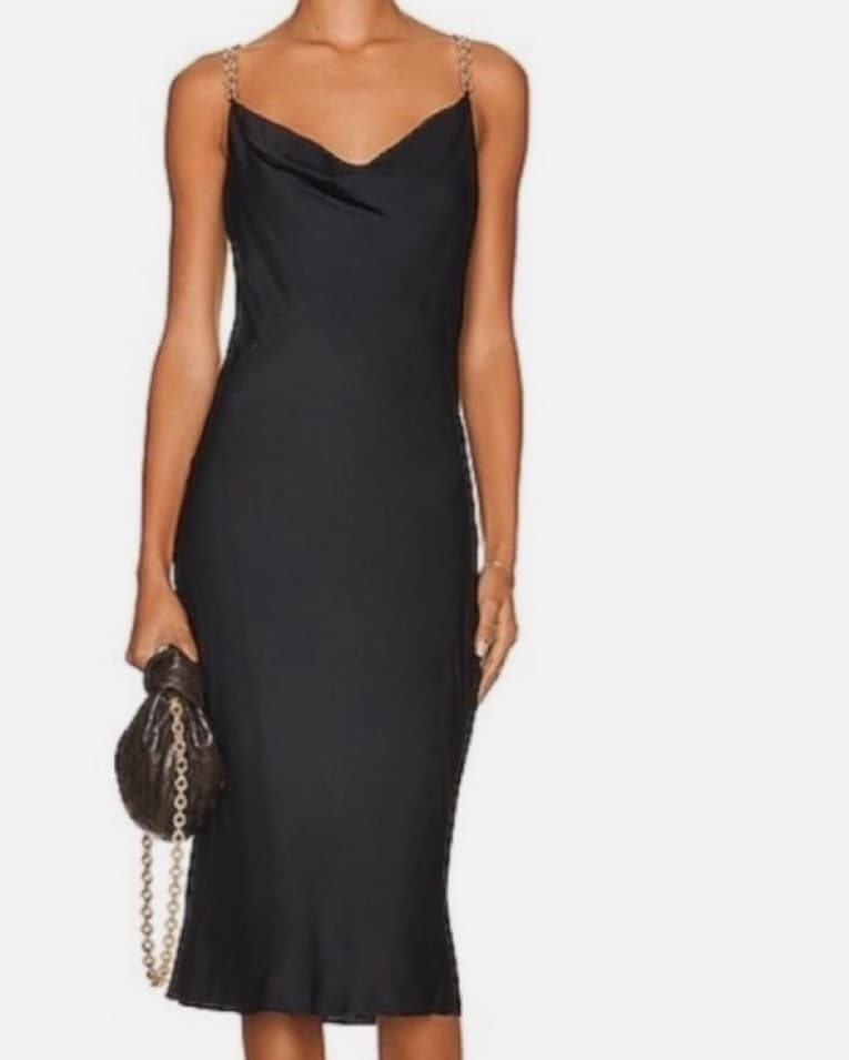 L’Agence Cowl Neck Chain Dress Black - Image 1