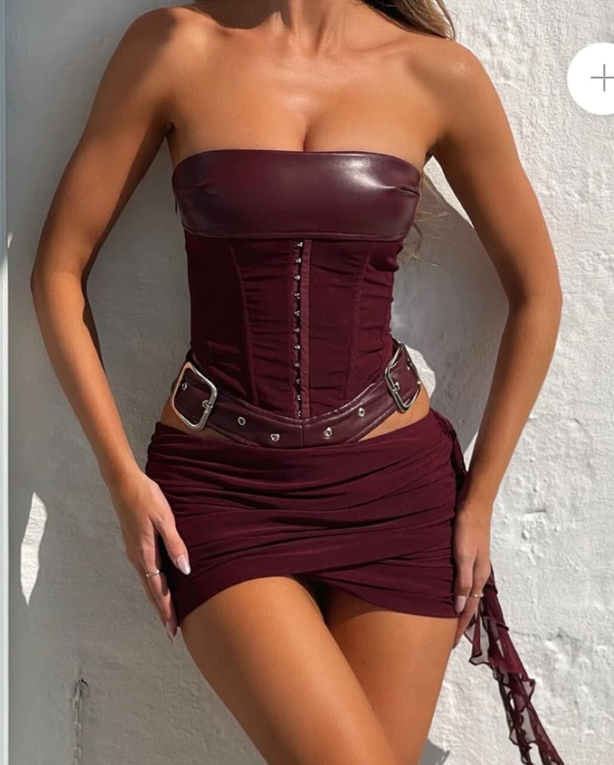 Desiree Mini Dress Burgundy  - Image 1