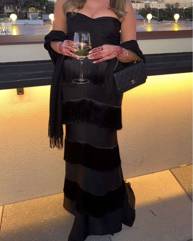 Hera Fringe Maxi Dress In Black  - Image 2