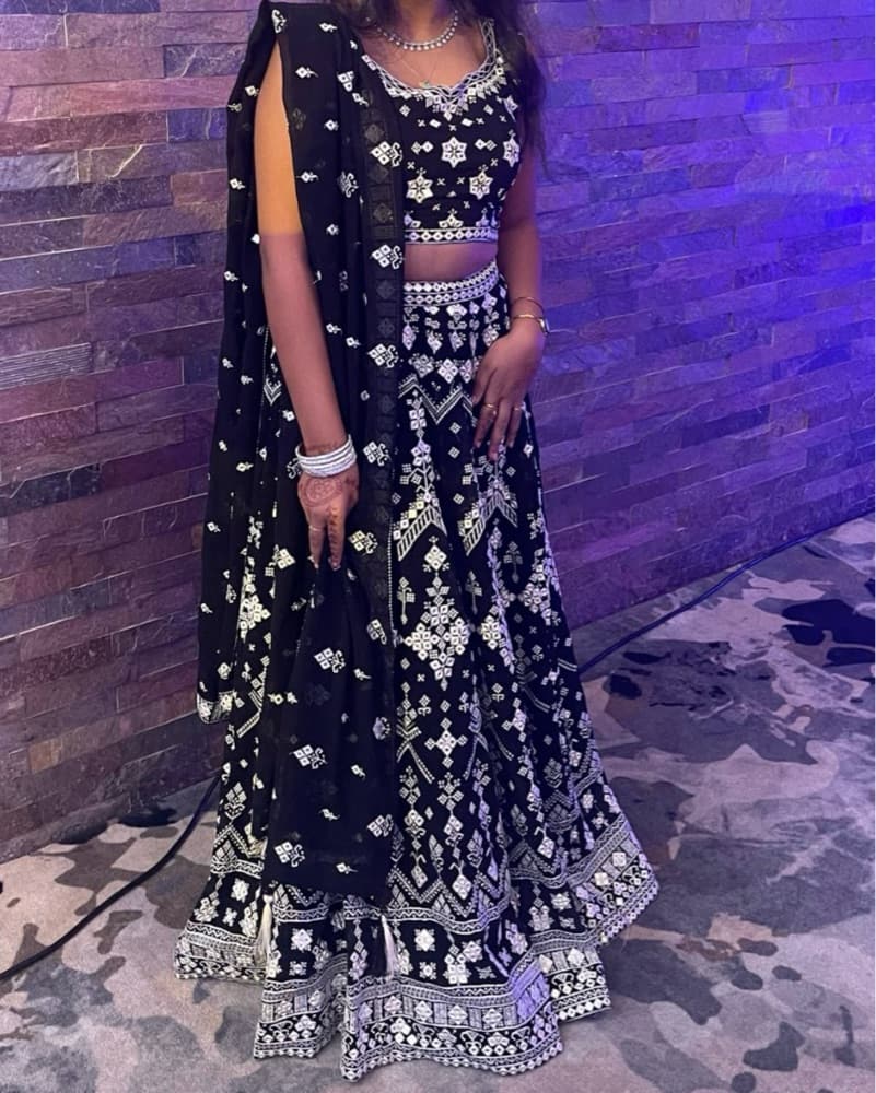 Elegant Embroidered Black Lehenga Choli - Image 2