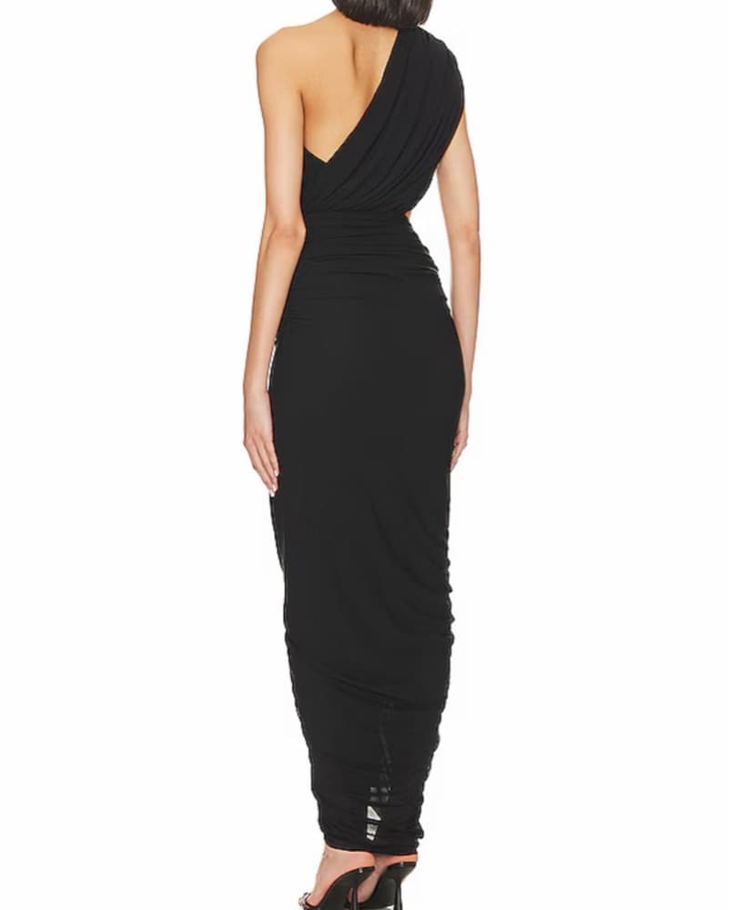 Sleek One-Shoulder Black Gown - Image 3