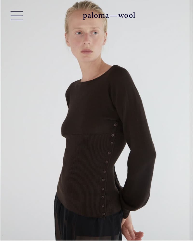Paloma Wool Brown Button Fa Wool Asymmetric Long Sleeve Unique Sweater - Image 5