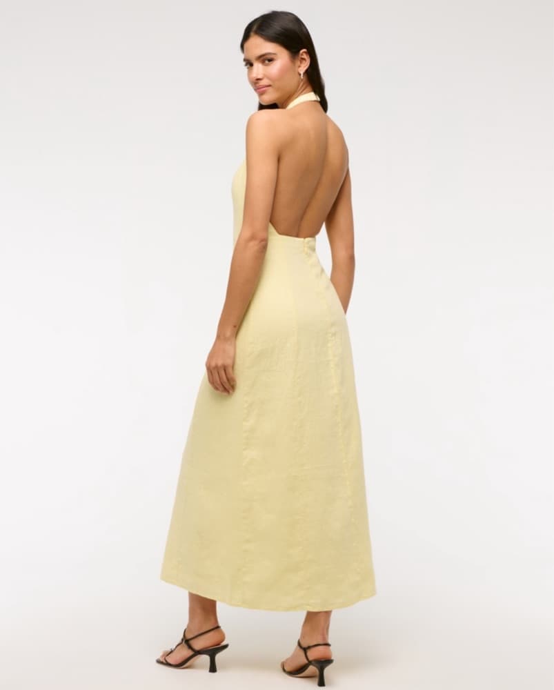 Yellow Halter Linen Dress - Image 1