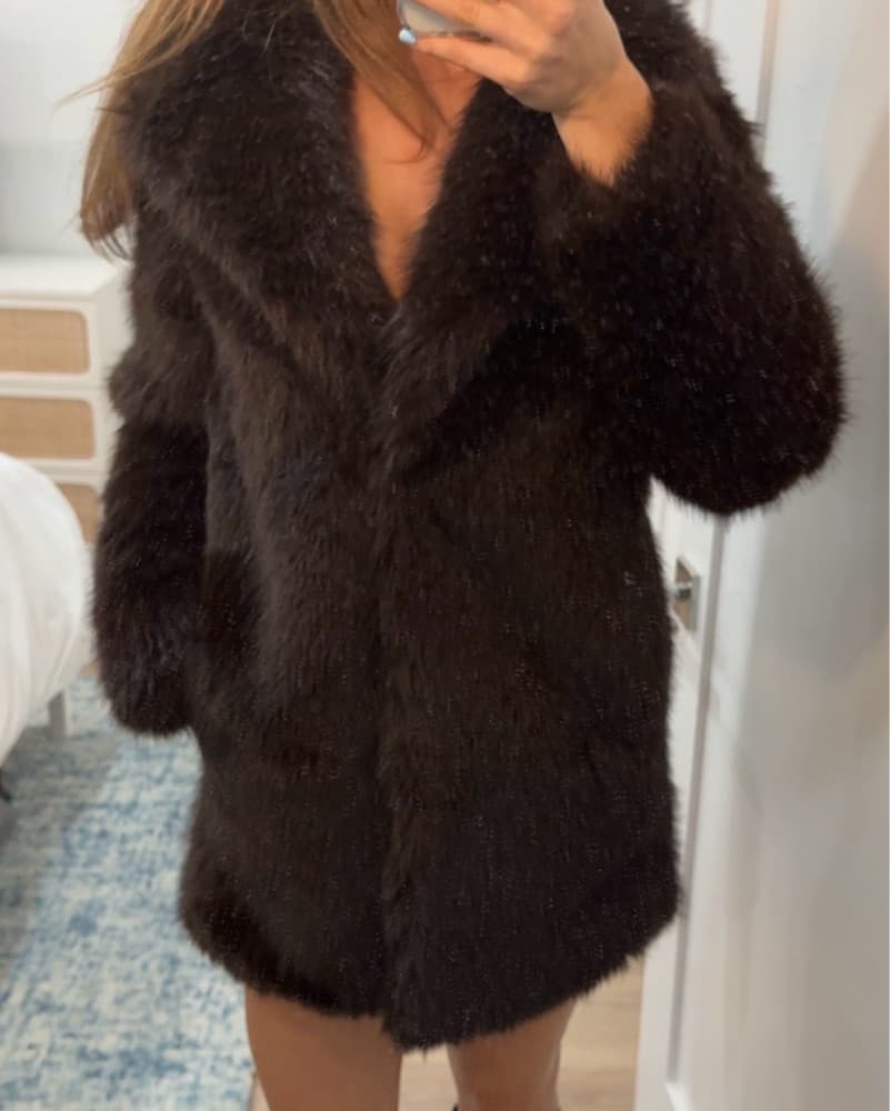 Dark Brown Aritzia Fur Coat Jacket - Image 3
